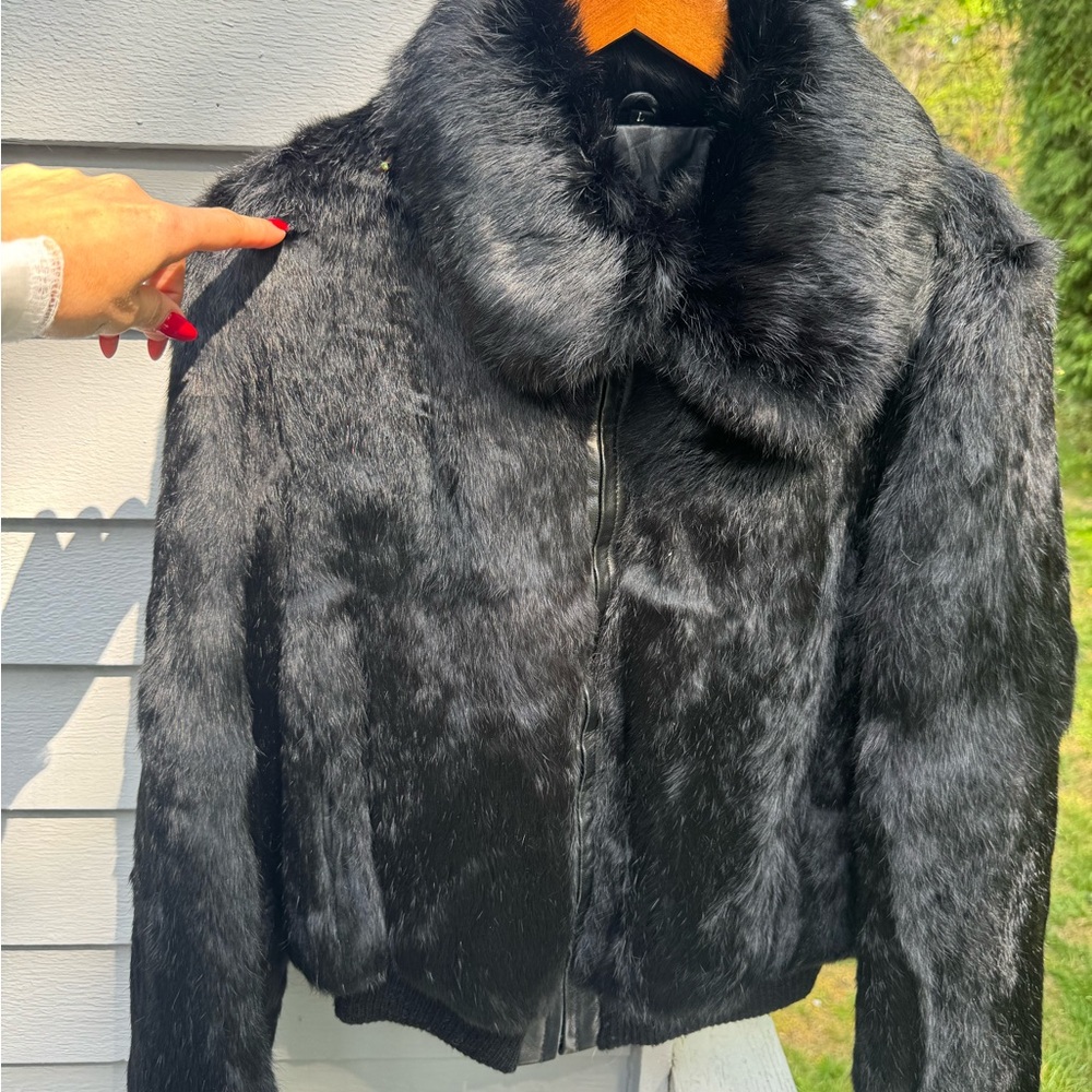 Luxurious Black Fur Bomber Jacket